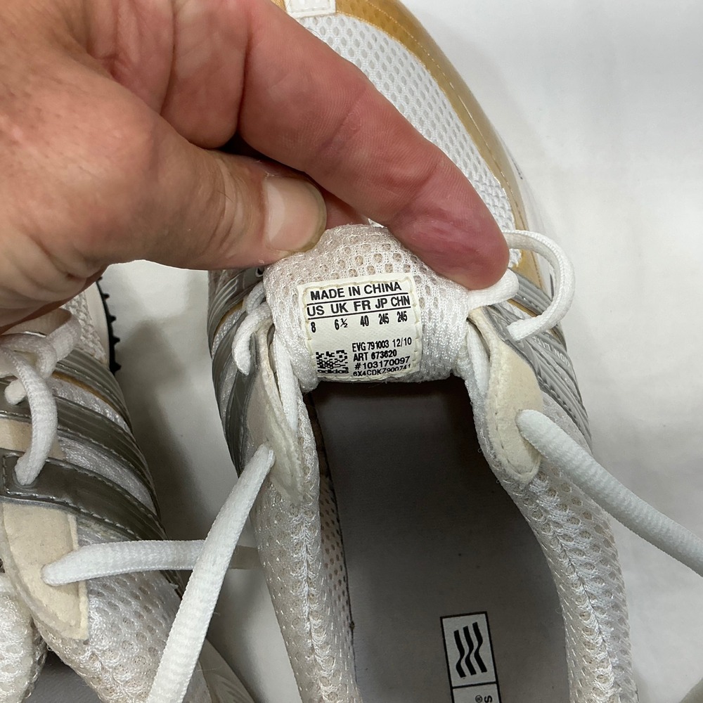Adidas Traxion Lite Golf Shoes White Tan Silver Womens Size 8 - Picture 8 of 13